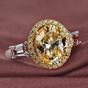 💝 Refine Oval Pure Royal Yellow Zircon Elegant Rings for Women, PD448
